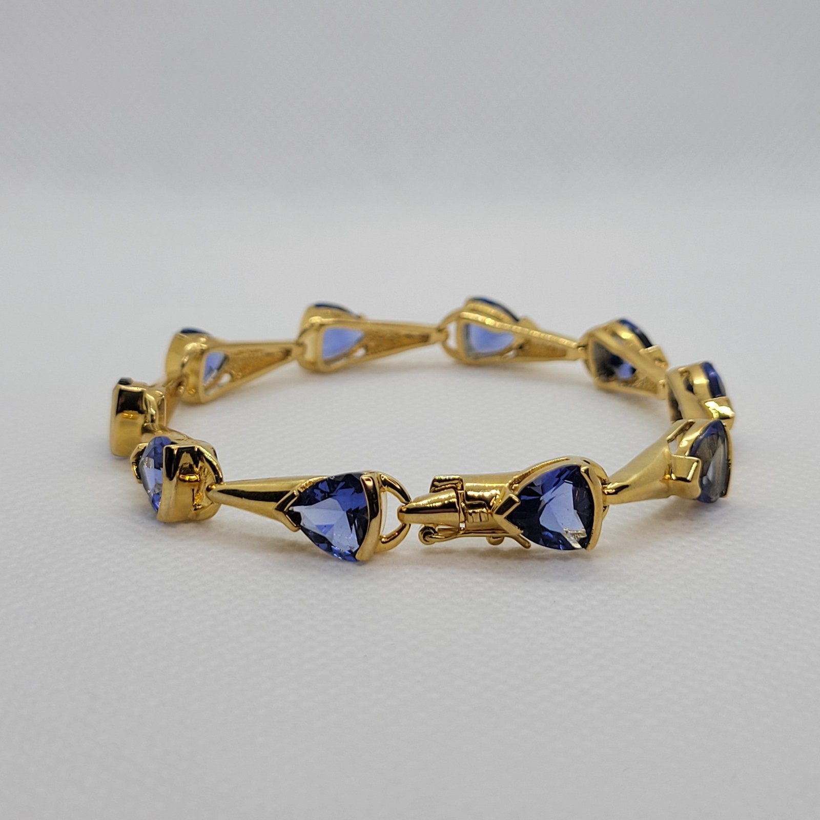 Vintage Sterling 925 Earrings Bracelet Ring Set Simulated Tanzanite Trillion Cut