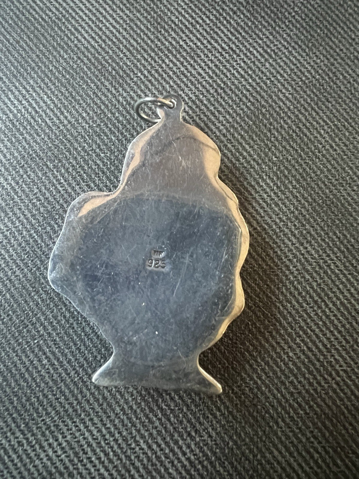 Vintage Jolly Santa Clause Christmas Sterling SIlver NF 925 Pendant Very Light