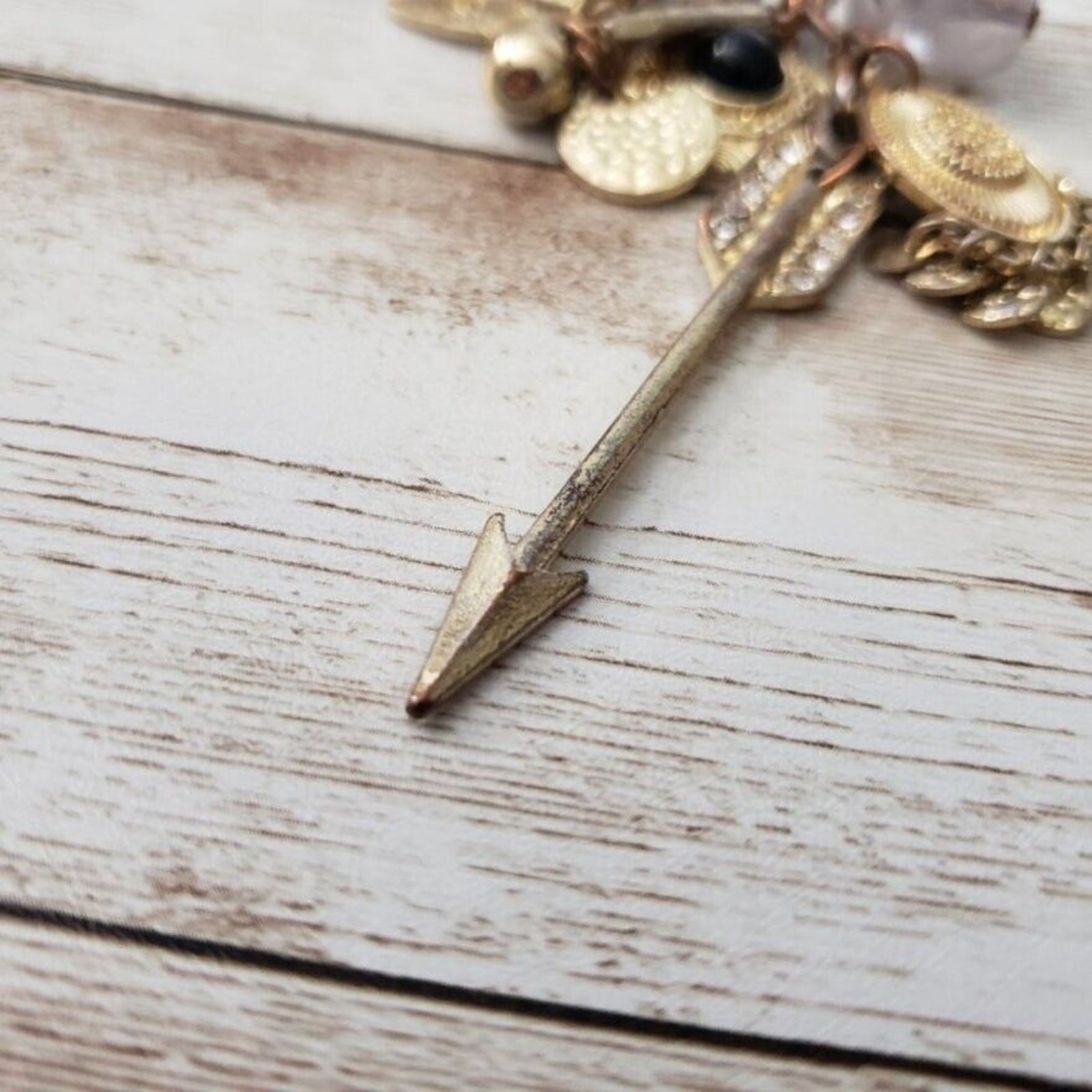Vintage Pendant Gold Tone Charms with Arrow (Pendant Only – No Chain Included)