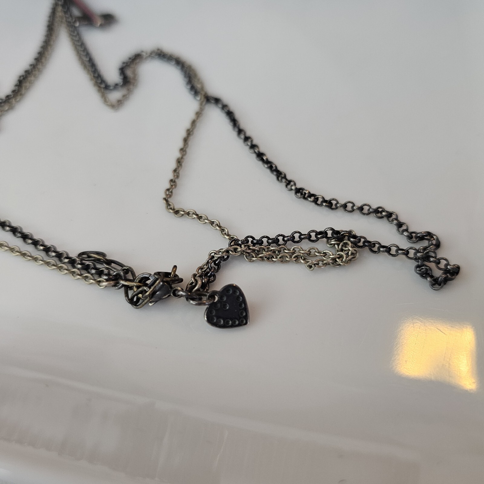 STELLA & DOT Silver Tone Key Cross Charm Pendant Long Chain Necklace