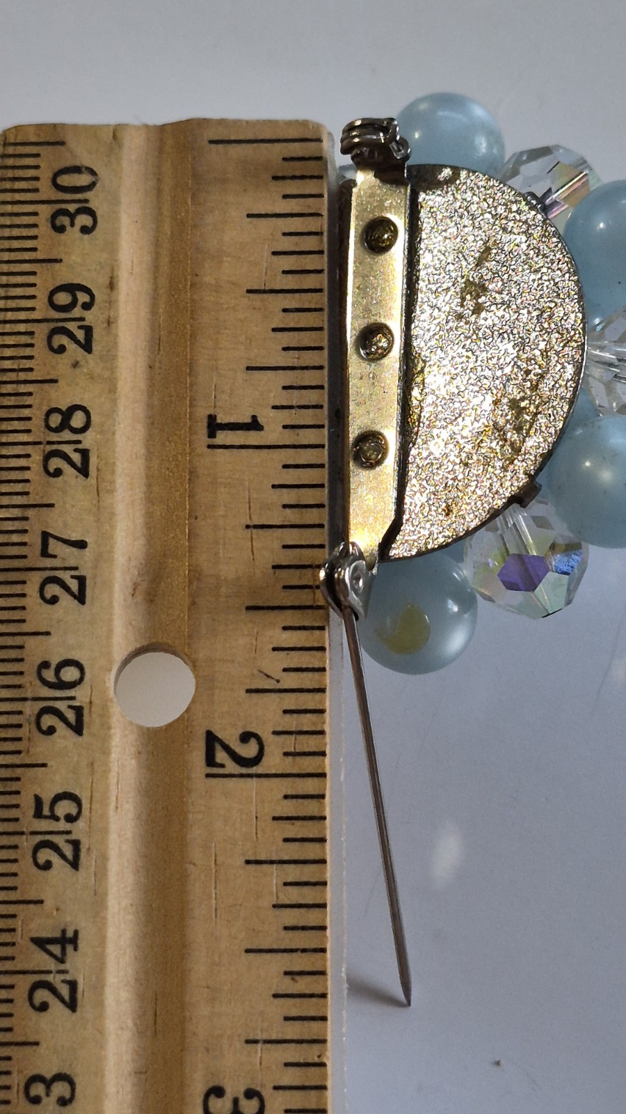 Coro/Unbranded Brooch Lof 2, Teal Blue Gold Tone Flower/Light Blue AB Cluster