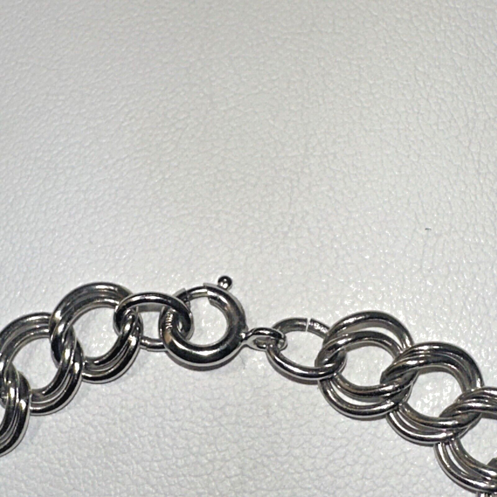 Vintage .925 Sterling Silver 8mm Double Link Chain 7″ Starter Charm Bracelet