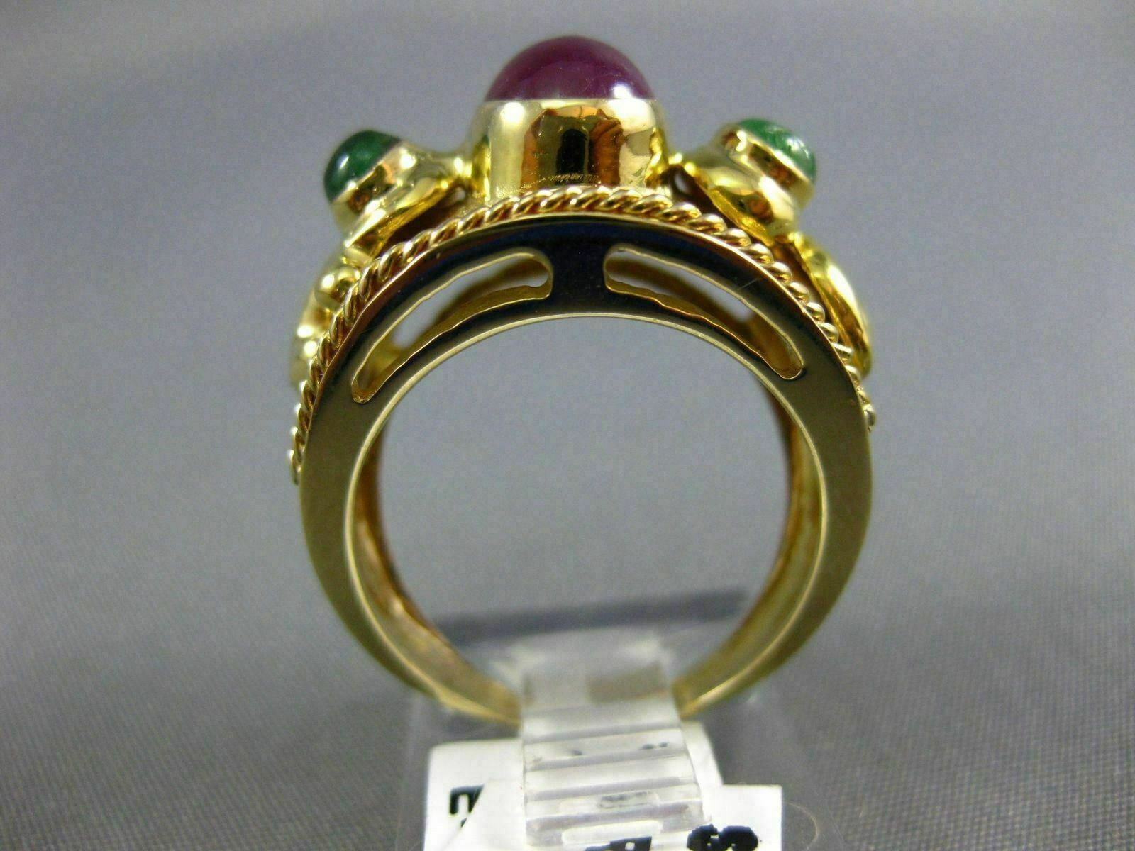 ESTATE WIDE 1.70CT AAA RUBY & EMERALD 14KT YELLOW GOLD 3D FILIGREE RING #25122