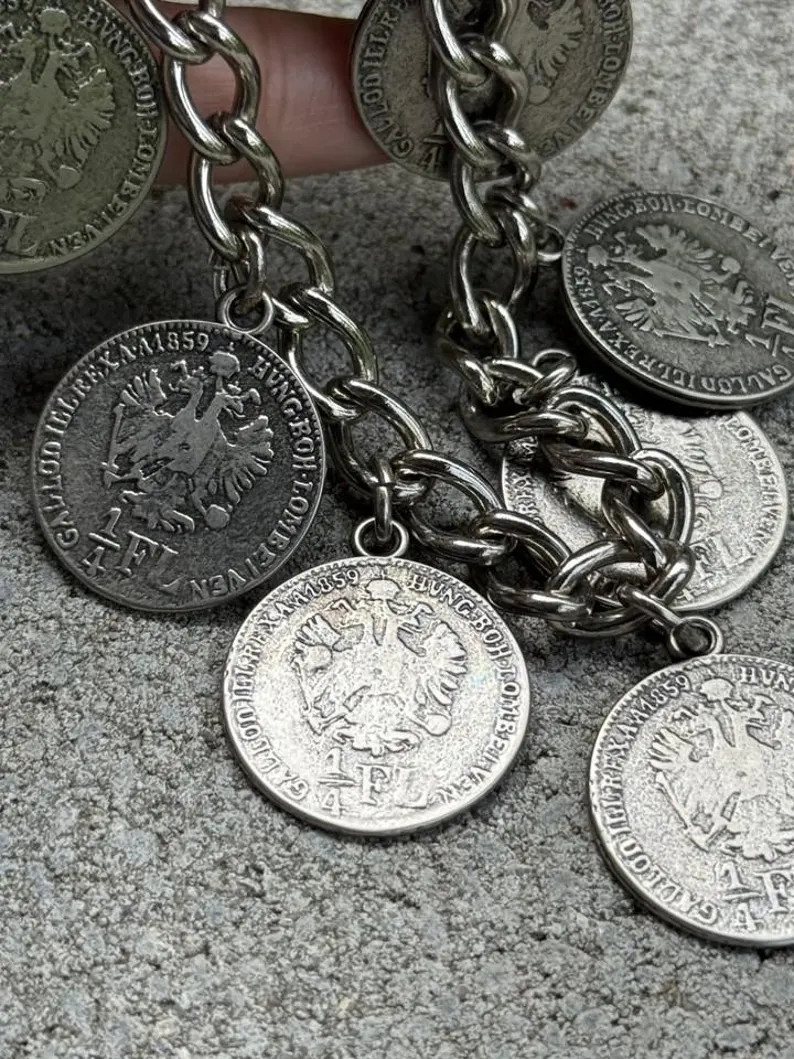 vintage bracelet Charivari 1/4 Florin 1859 coins