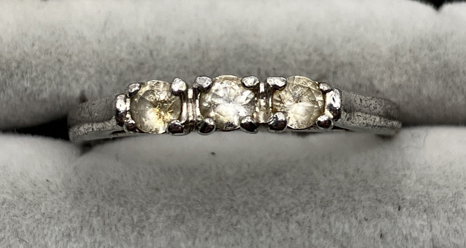 Vintage Avon Clear Topaz Sterling Silver Ring Size 6.75