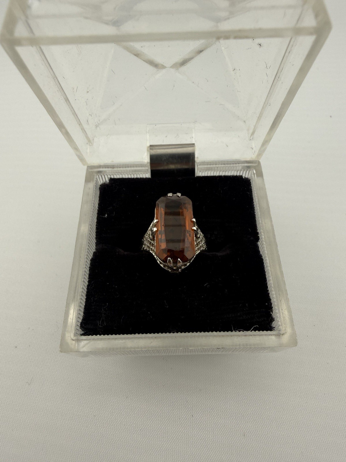 Art Deco Vintage Belais 10k Gold Ring Size 4.25 Brown Colored Set
