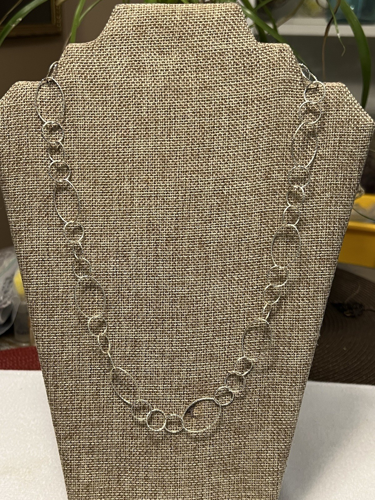 ESTATE CLASSIC STERLING SILVER 925 SPARKLY OVAL LINK CHAIN NECKLACE 22.5”