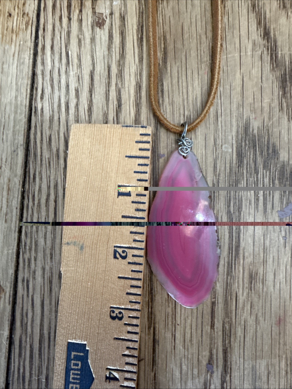 AMAZING PINK AGATE SLICE NECKLACE oneofakind Boho Festival Earthy Nature Hippie