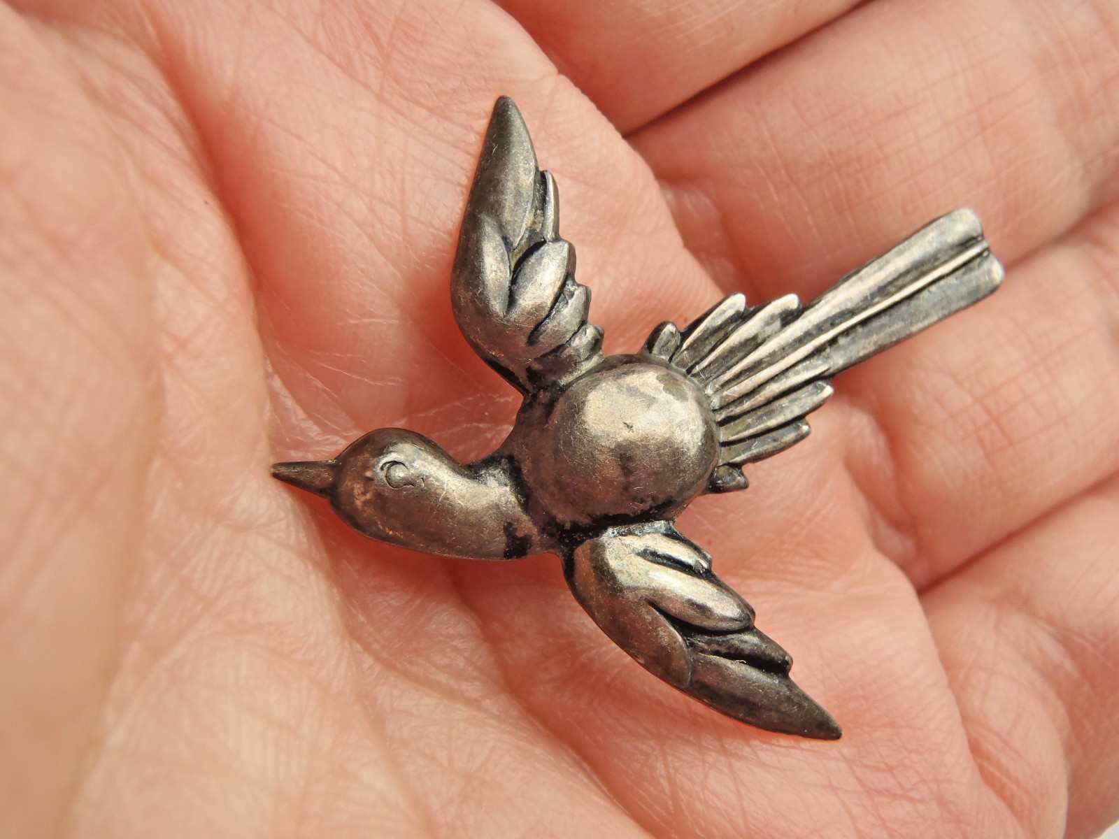 925 Sterling Silver Antique Art Deco Holy Spirit Pin Brooch