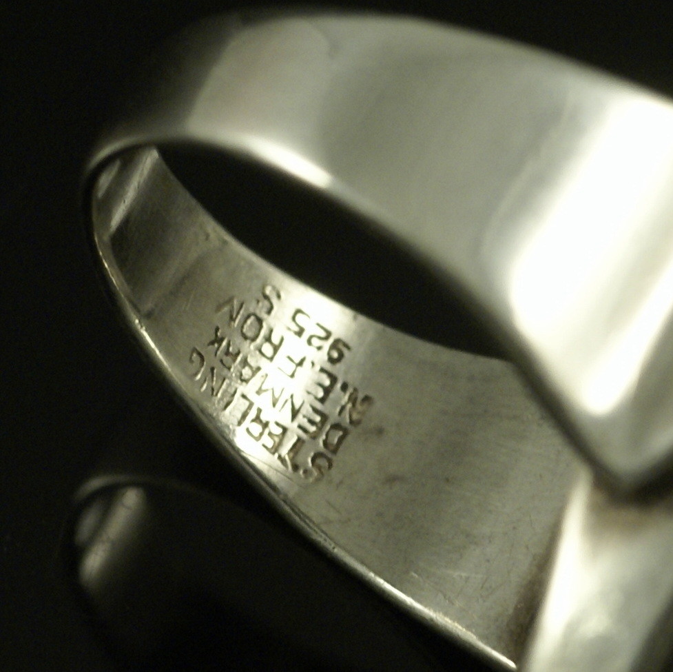 N.E. From – Denmark. Sterling Silver Ring with Amber. 1960s
