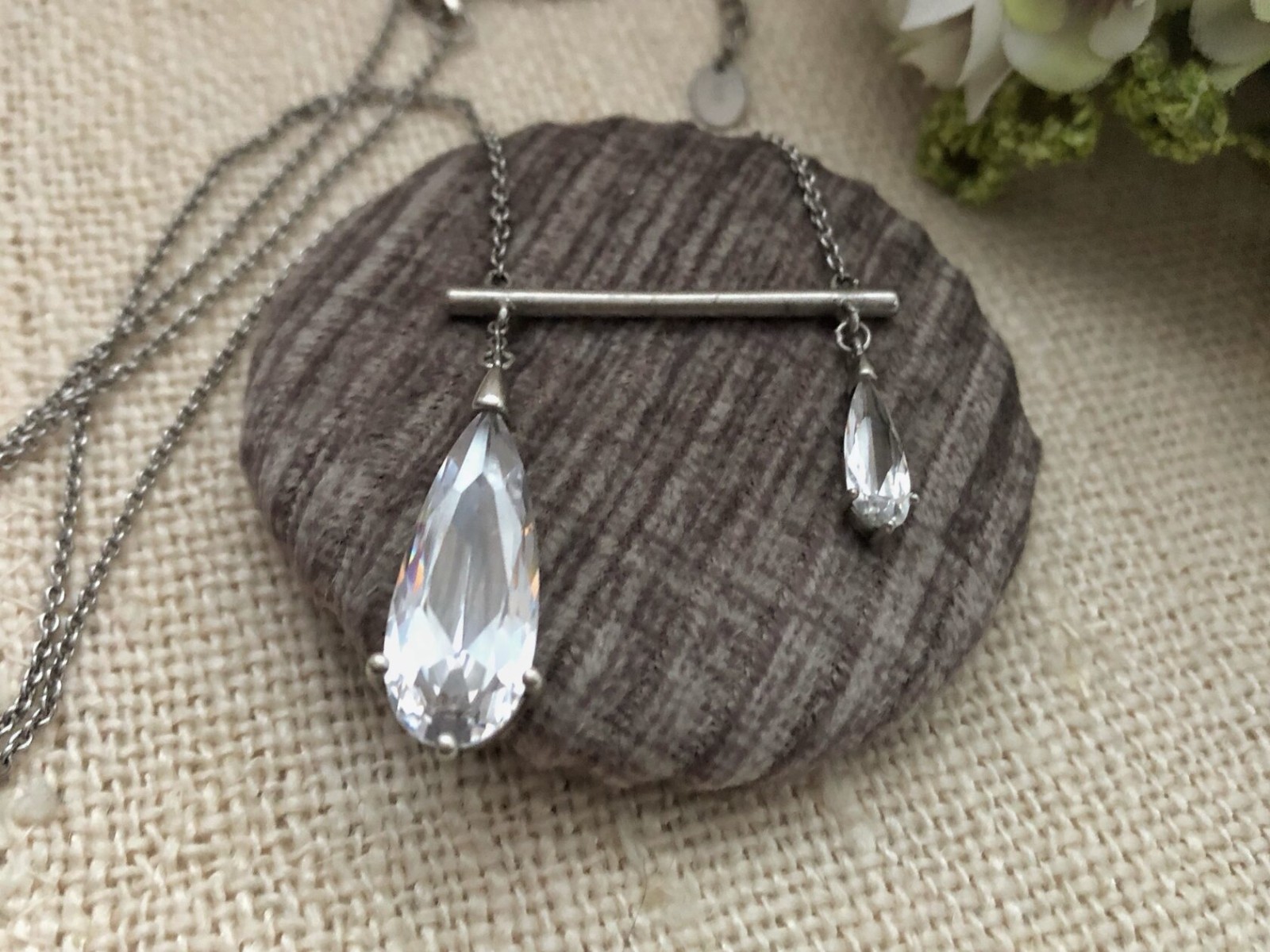 Classic Estate Vintage Necklace Chain Cubic Zirconia Silver 925 Eastern European