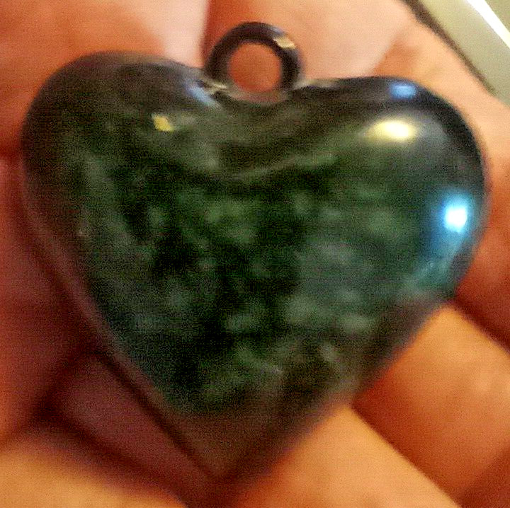 Fine vintage red hard plastic HEART pendant 1 & 1/2″ across Love Charm Very COOL