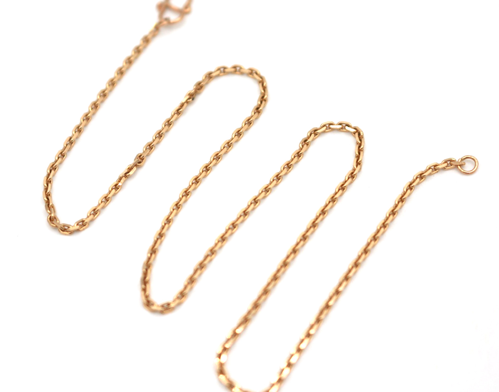 Vintage 18K Yellow Gold Polished Faceted Cable Link Chain Necklace 14″ 5.23g