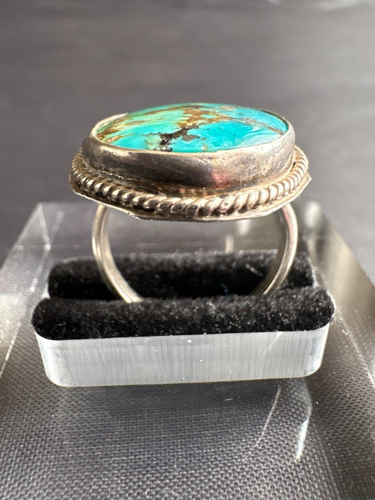 Vintage Silver Southwestern Turquoise Ring Handmade Size 7.25 US