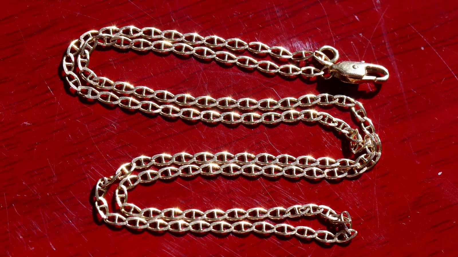14k yellow gold necklace 18.75″ anchor / mariner link chain vintage 4.25gr N3642
