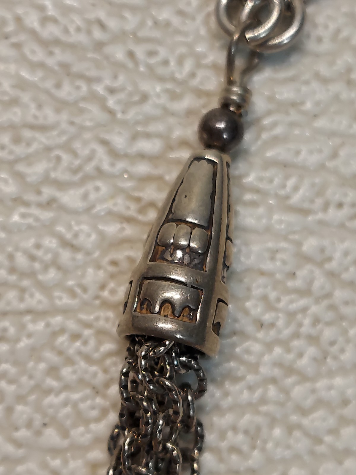 Vintage Q.T. Italy 925 Silver Multi Gemstone Tassel Necklace 47cm 16g