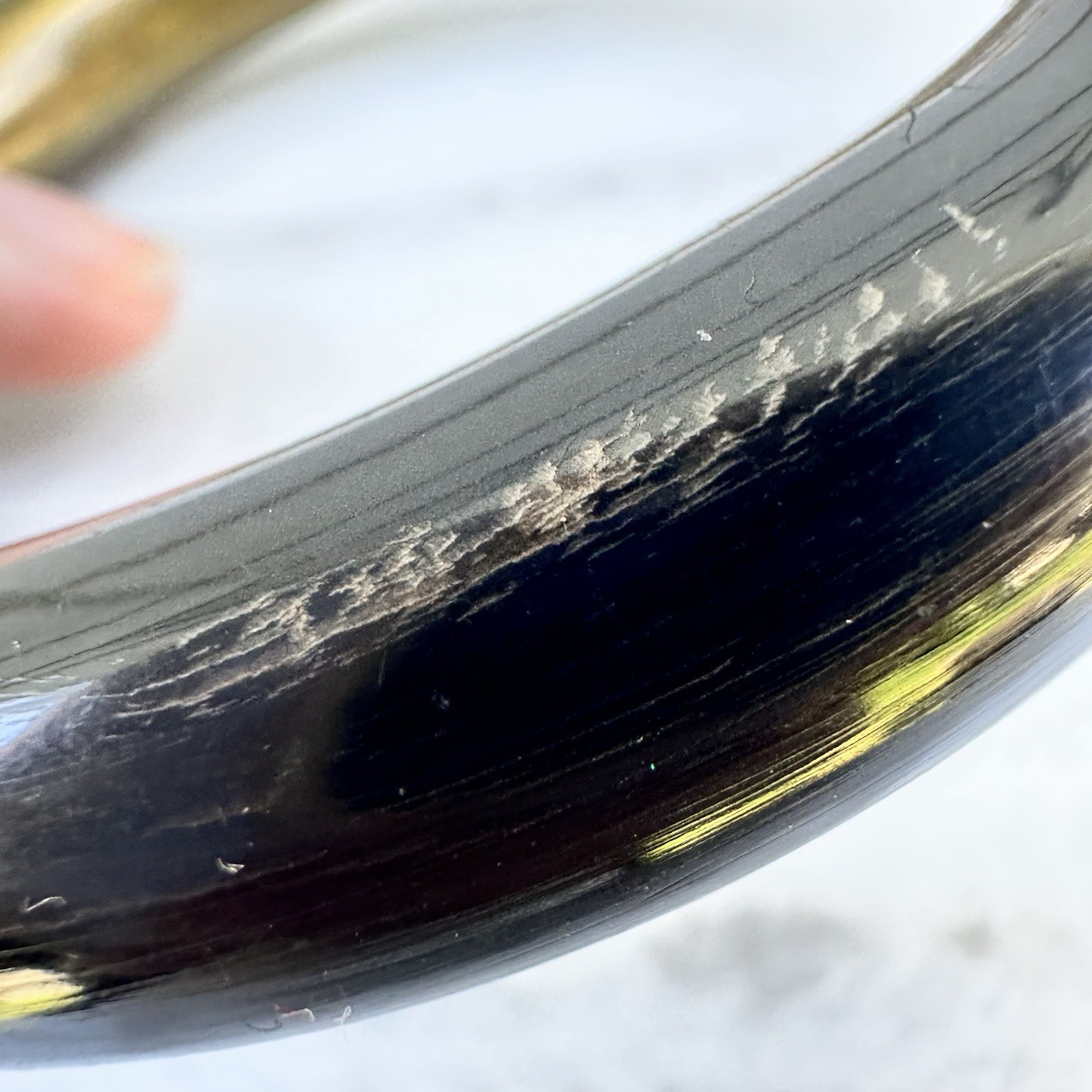 Vintage Black Coral Bangle Bracelet Brass Organic Material Modernist Sculptural
