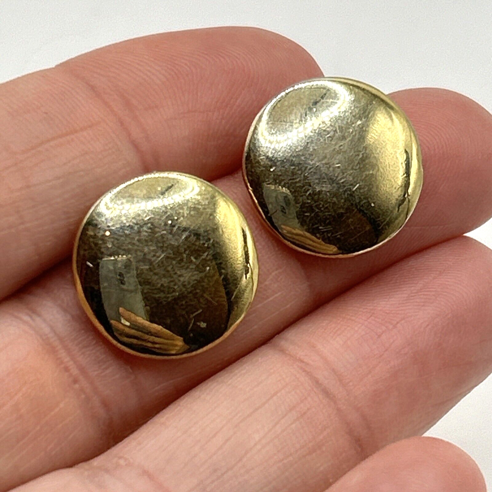 Vintage Monet Gold Plated Disc Earrings Red Crystal Post Earrings Pre/Post 1950