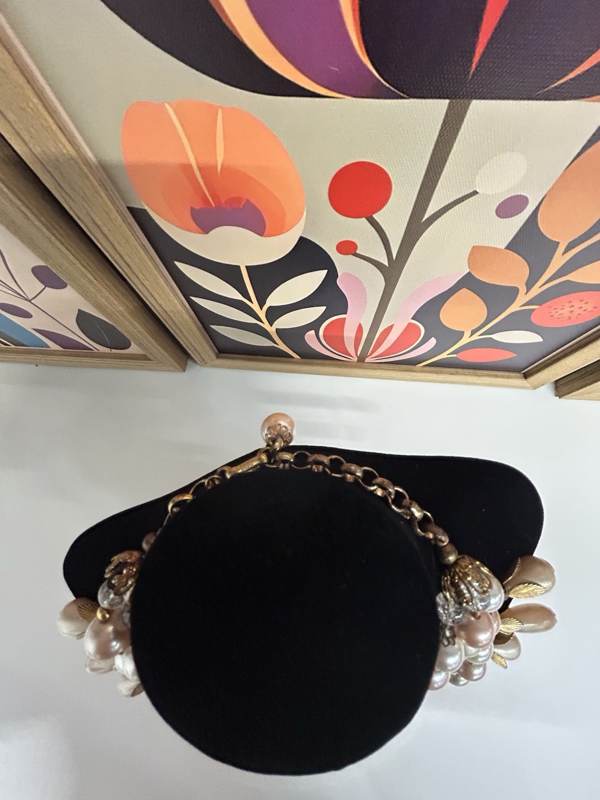 Early Miriam Haskell Large Multi strand Faux Pearl Drop Necklace. So Stunning