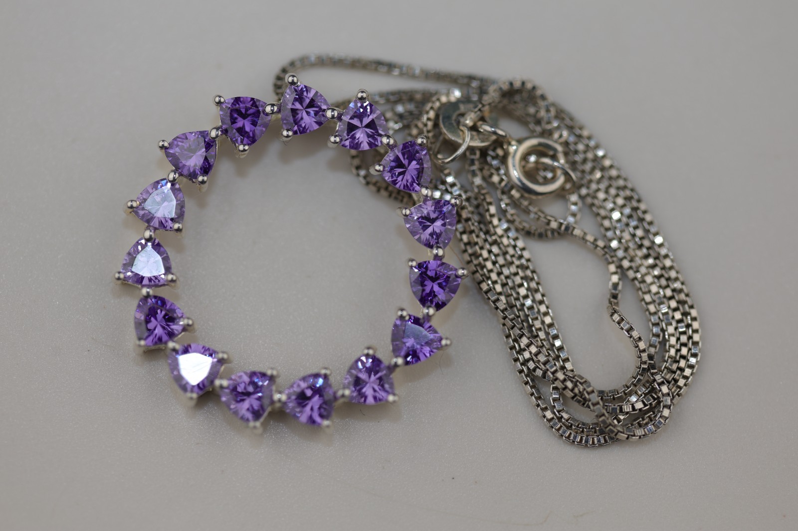 Round Amethyst Gemstone Pendant Necklace Sterling Silver