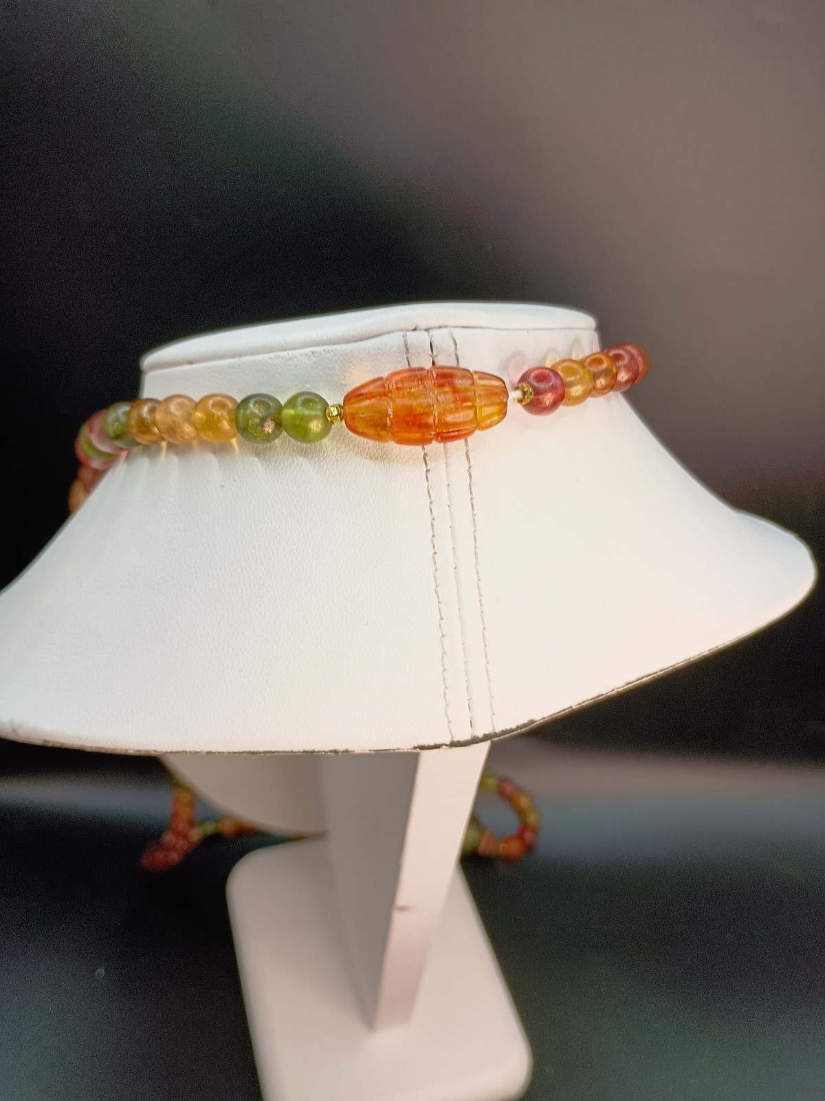 Vintage Multicolor Beaded Necklace Fruit Fall Colors 37″