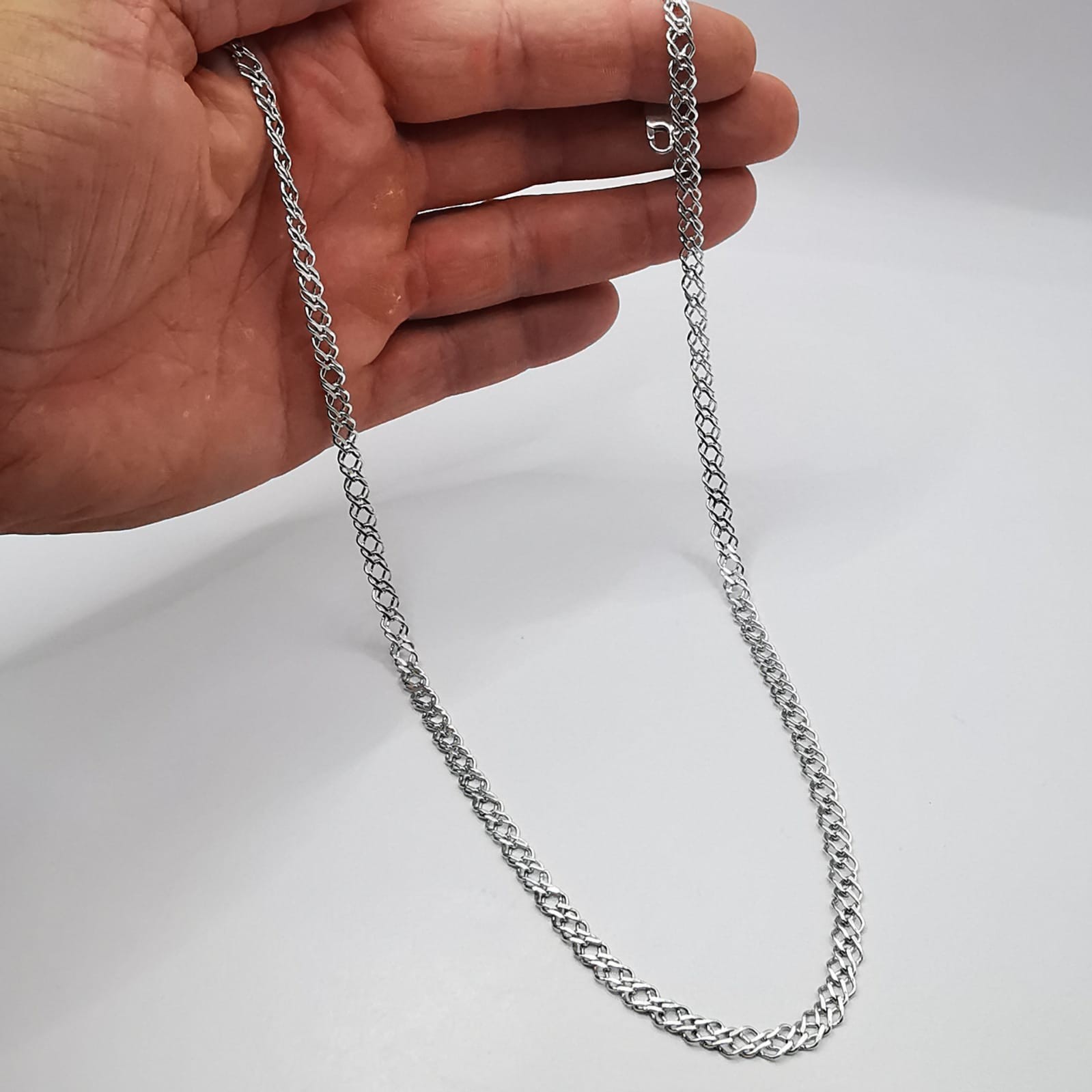 925 Sterling Silver Wheat Spiga Chain Necklace Statement Vintage Hallmarked