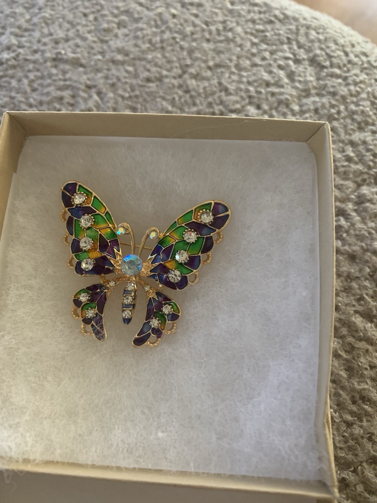Colorful Diamond Like Inlaid Rhinestones On This Colorful Butterfly Brooch Pin