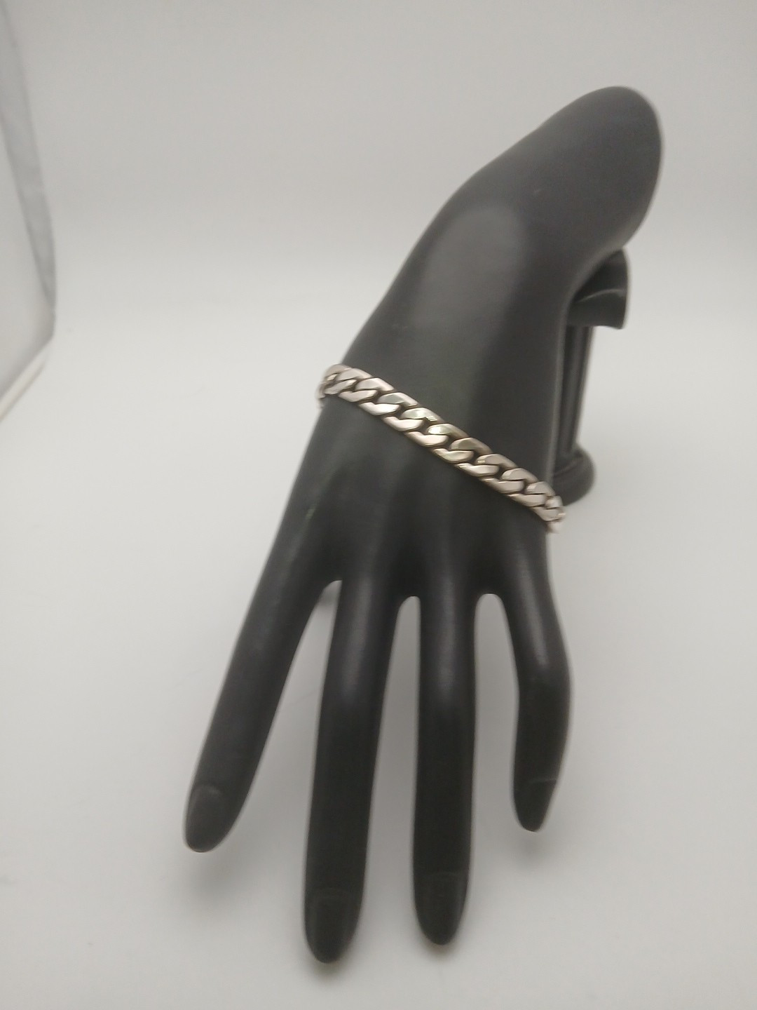 1970s silver-tone tone curb links 1/4 in wide size 7.75 in bracelet