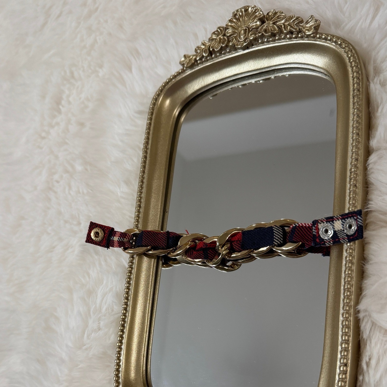 Gold Chain Plaid Bracelet Statement Preppy Vintage Aesthetic Chunky