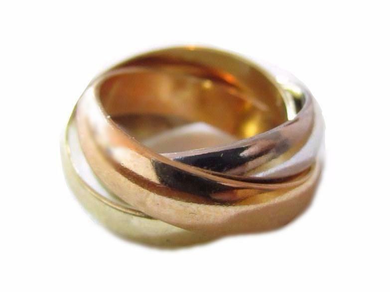 Vintage Tri-Color Trinity Rolling Band Ring *Yellow,White,Rose Gold Plated ESPO