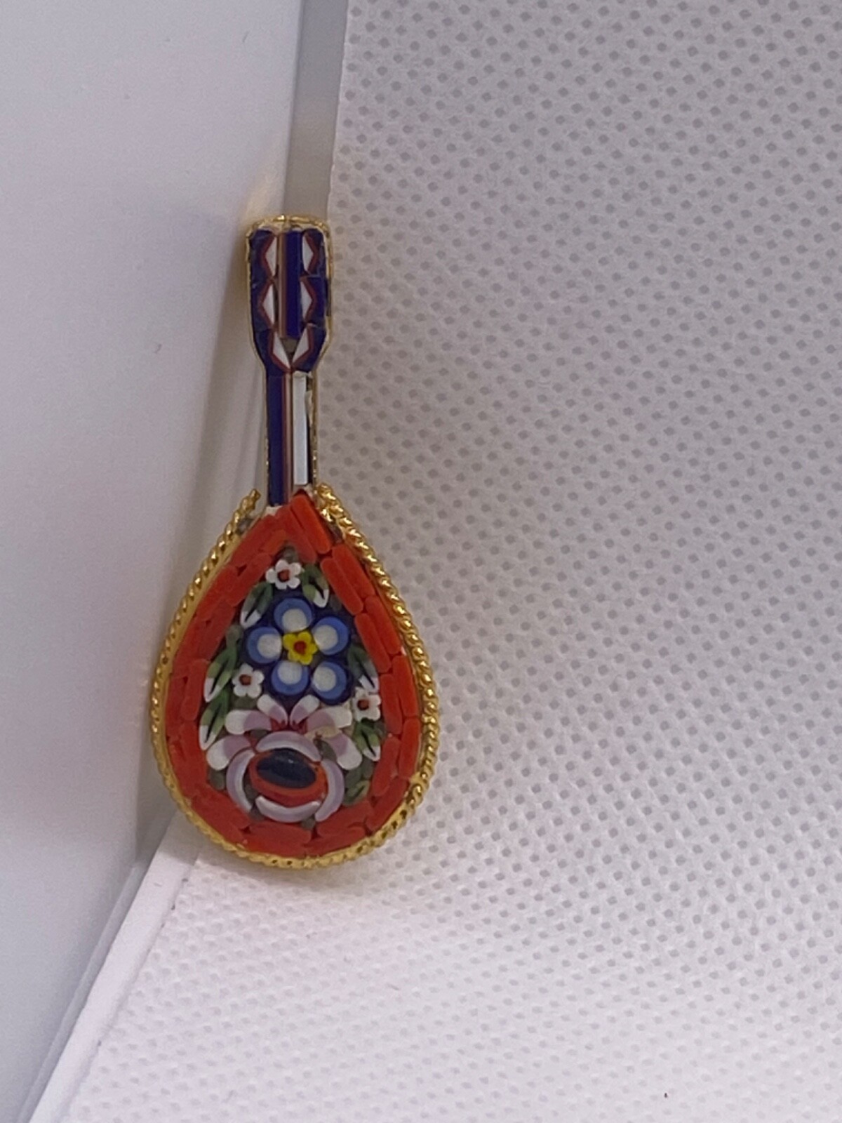 vintage micro mosaic mandolin almost 1 1/2 inch long adorable great finish