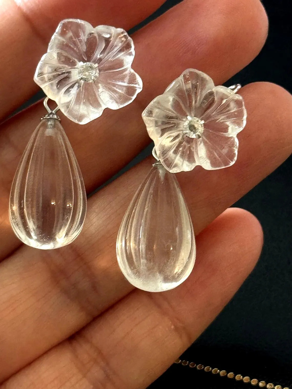 Rock crystal earrings 925 sterling silver artisan earrings