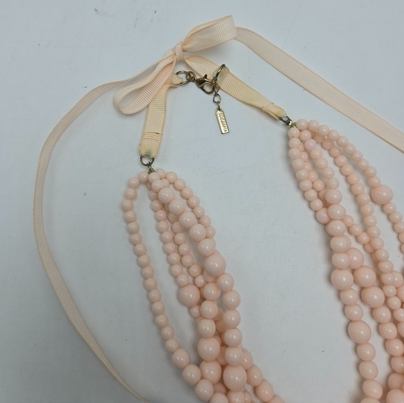 SUGARFIX by BAUBLEBAR Necklace Multi Strand Light Pink Beads Ribbon Tie Back
