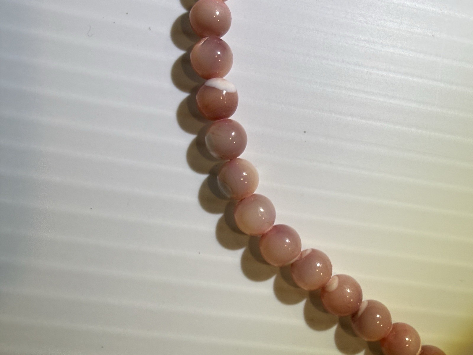 Vintage Pink Agate Bead Necklace Set 2pc Natural Stone 30in & 16.5in