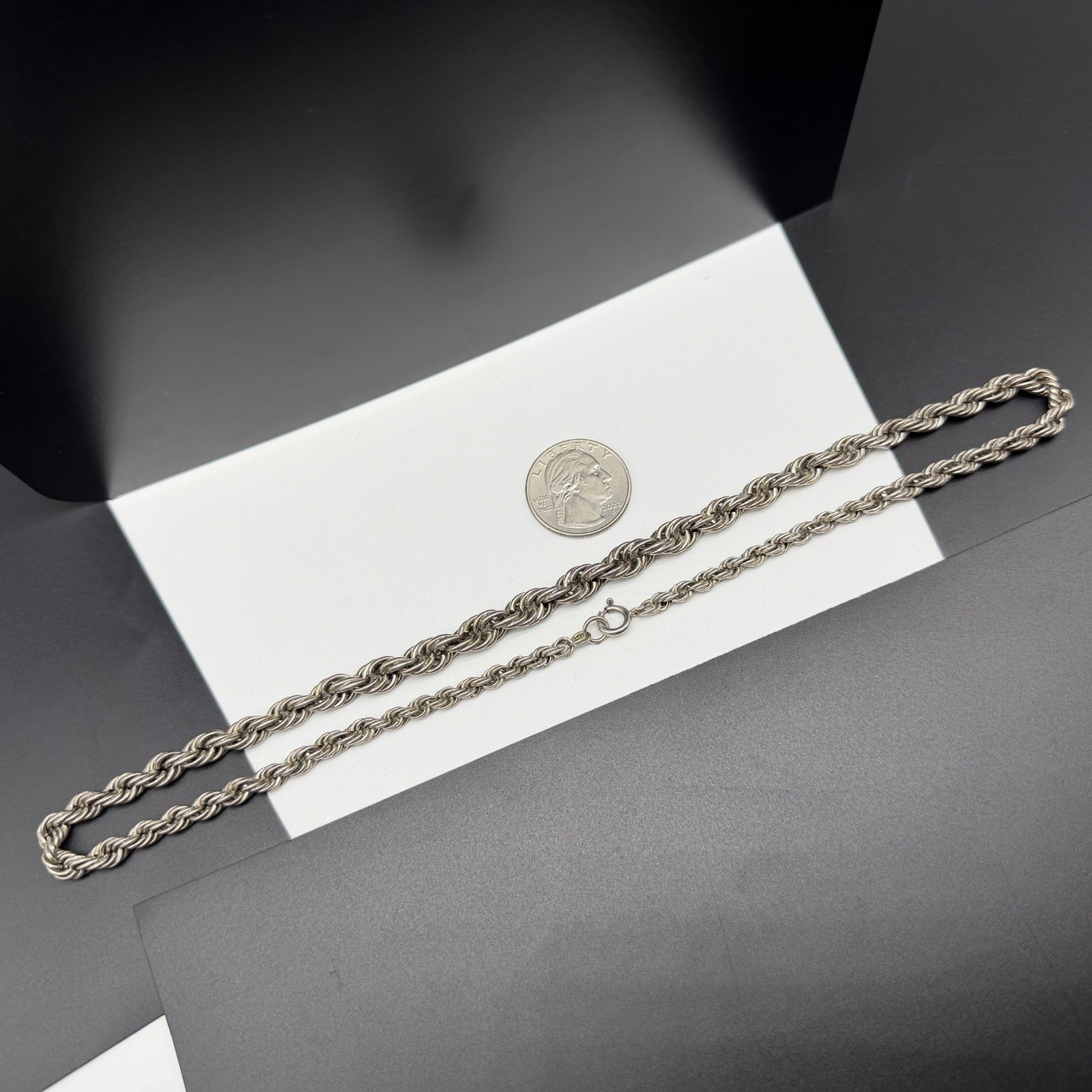 Vintage Chunky Sterling Silver 4.3mm-7.5mm Graduated Rope Chain 19″ Necklace 44g