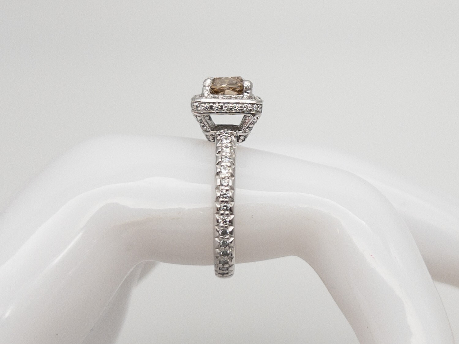 Designer $7000 2.35ct Natural Champagne Diamond 14k White Gold HALO Ring