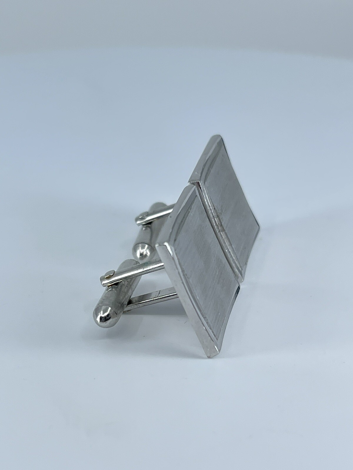 Vintage Swank cufflinks brushed and polished silver tone square design 3/4″
