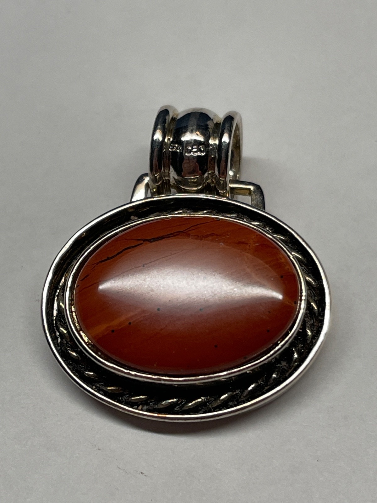 Vintage Large DBJ 925 Sterling Silver Red Rasper Pendant 20g Signed