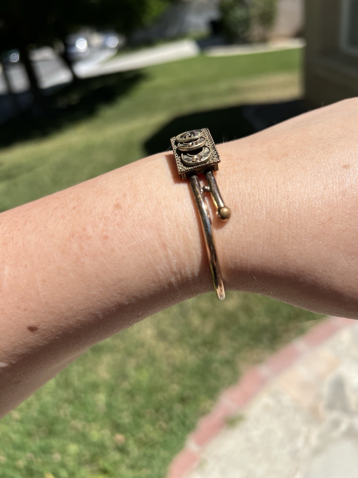 Antique Victorian bypass bracelet gold filled with solid 14k gold clasp