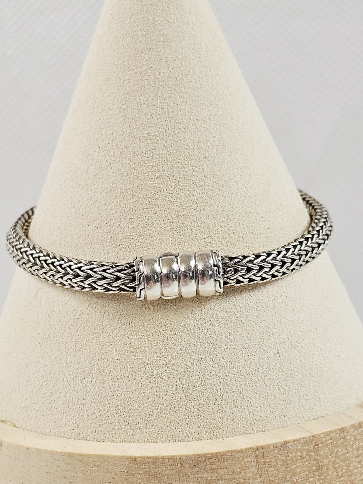 John Hardy Sterling Silver 925 Woven Wheat Bracelet 5mm Size Medium 7 1/4″