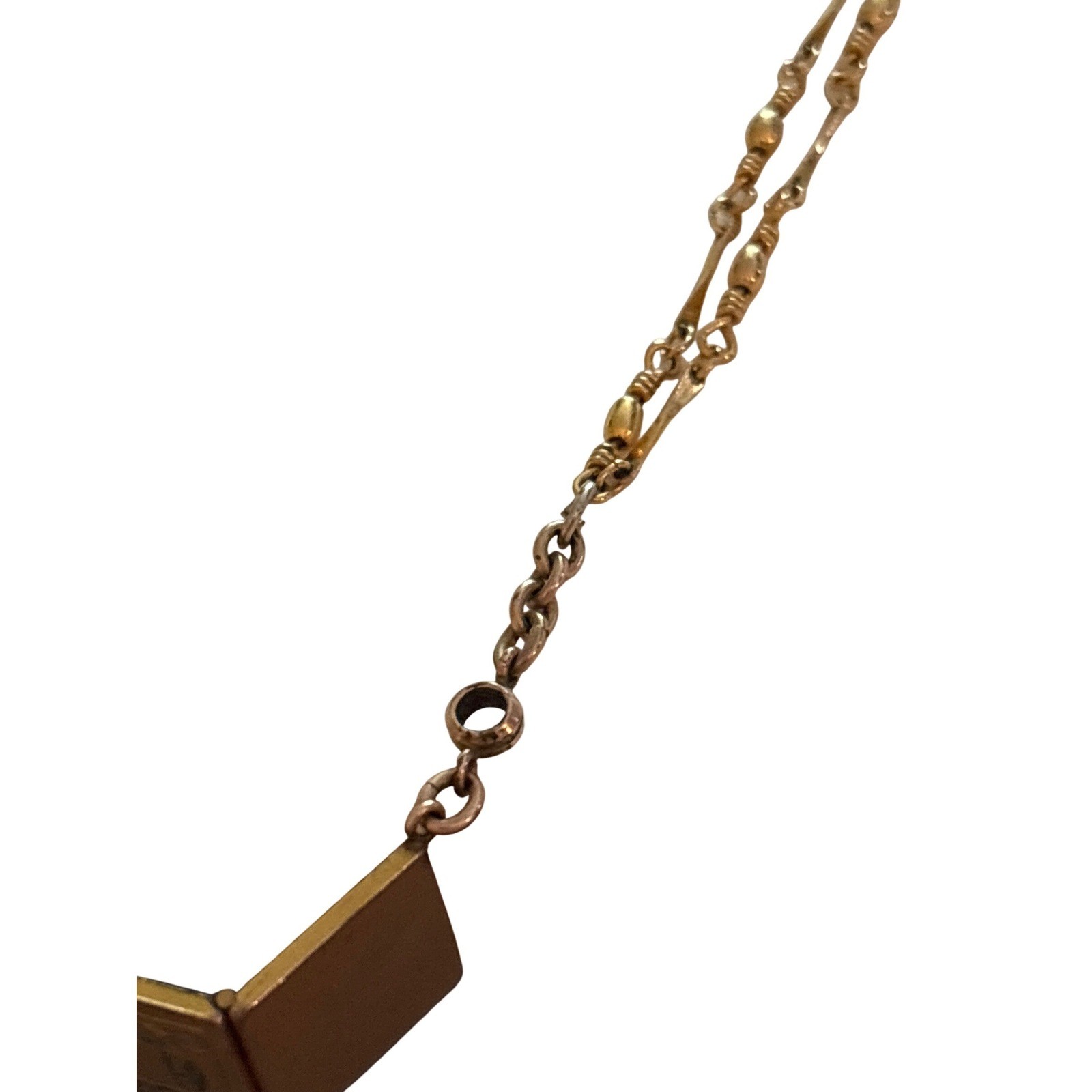 Antique VICTORIAN watch fob on a Victorian necklace Etched Bar Link Chain