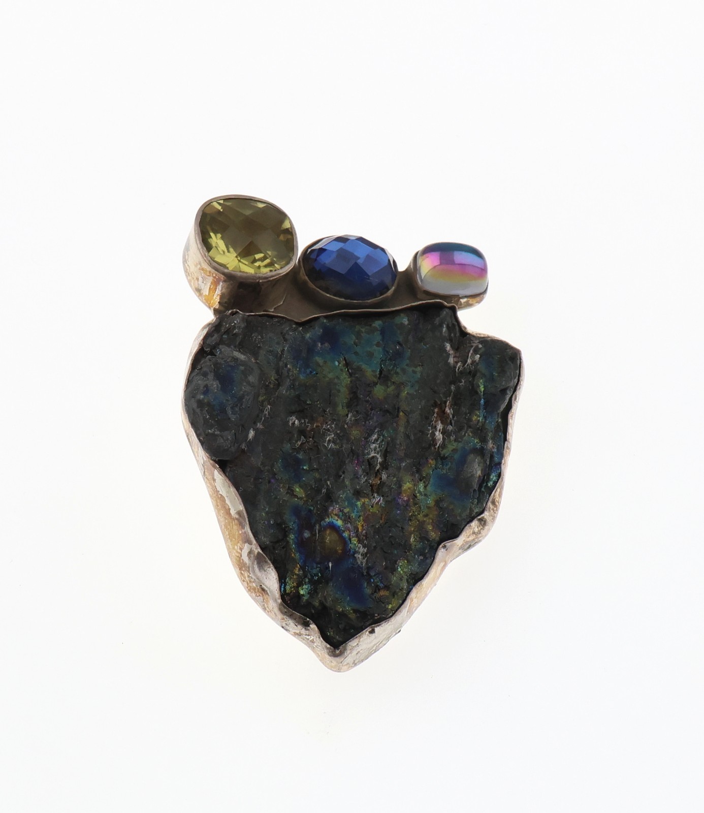 Amy Kahn Russell Sterling Silver Multi Stone Pendant/Pin 2.5″