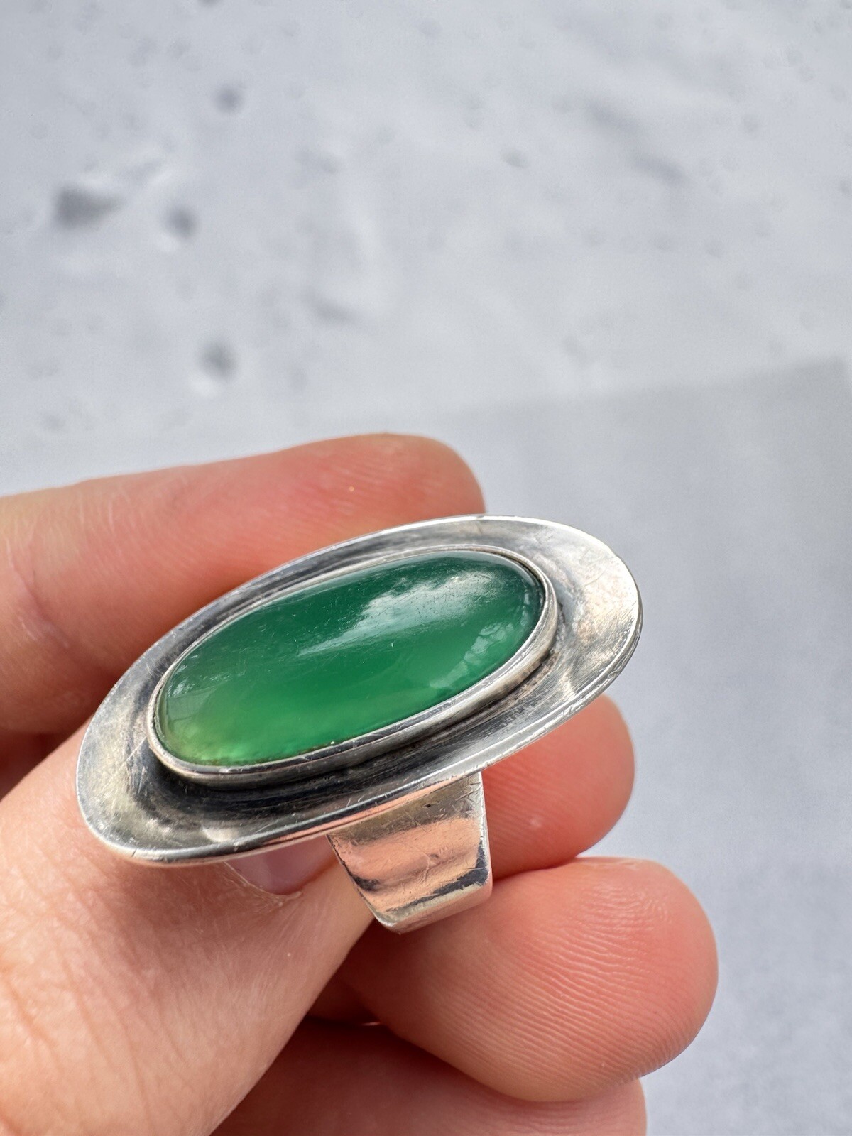 Stunning Niels Erik N.E. FROM Denmark Sterling Silver & Chrysoprase Ring