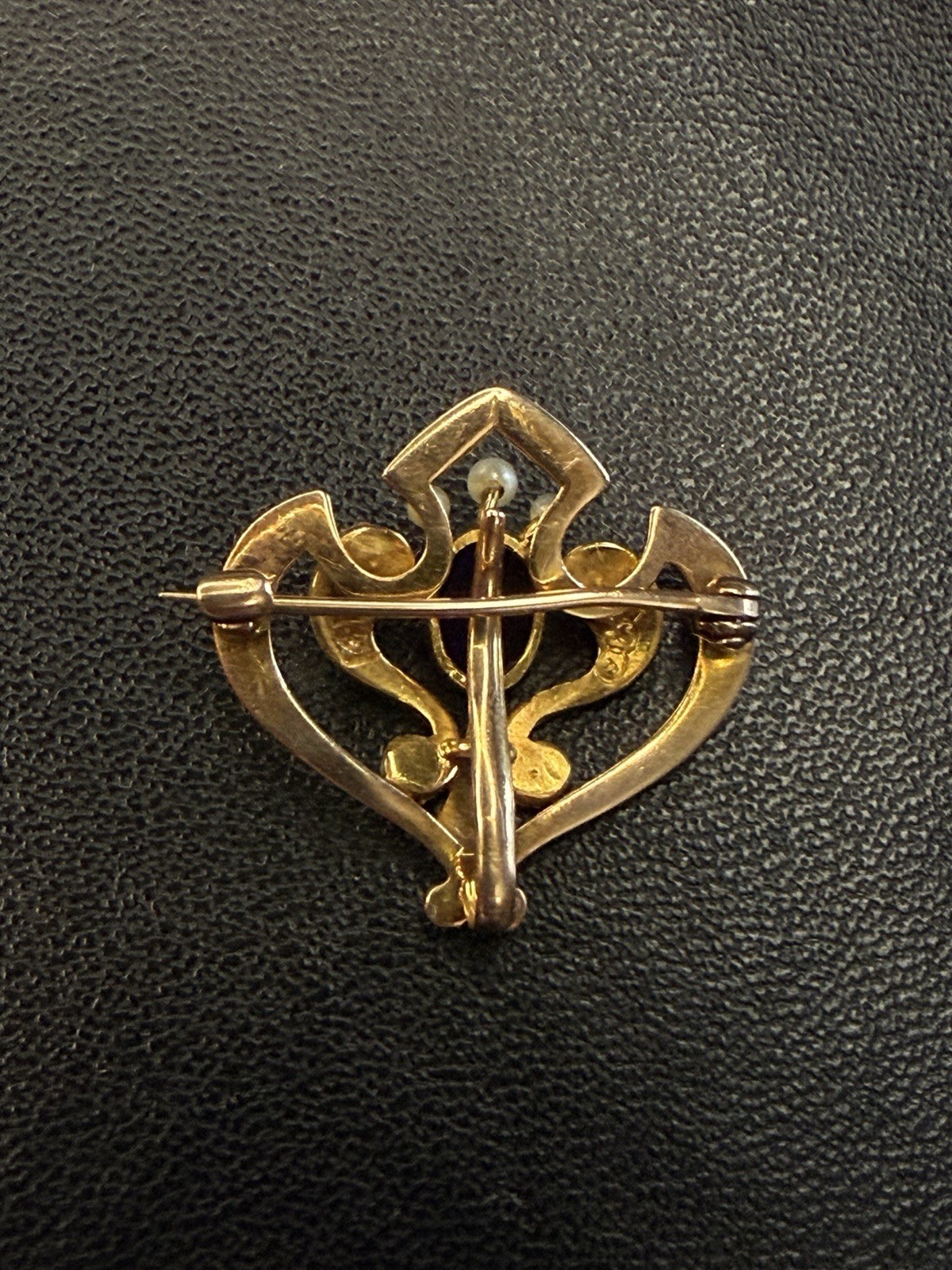 Antique Victorian 14K Gold Amethyst Seed Pearl Convertible Brooch Pendant