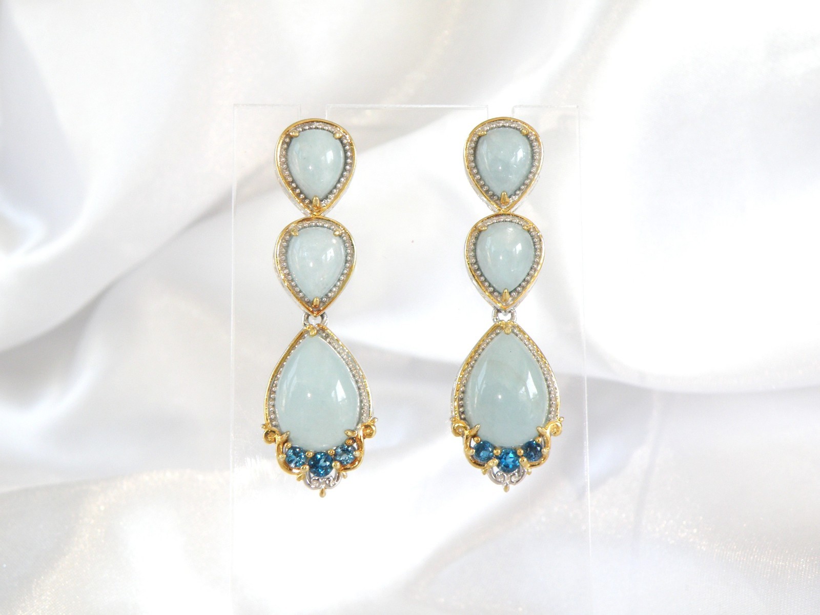 Gem En Vogue Michael Valitutti Sterling Silver 925 Milky Aquamarine Earrings