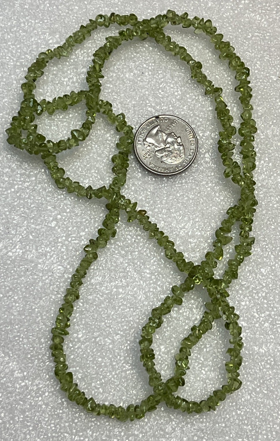 Vintage Peridot Small Chip Necklace 32” No Clasp