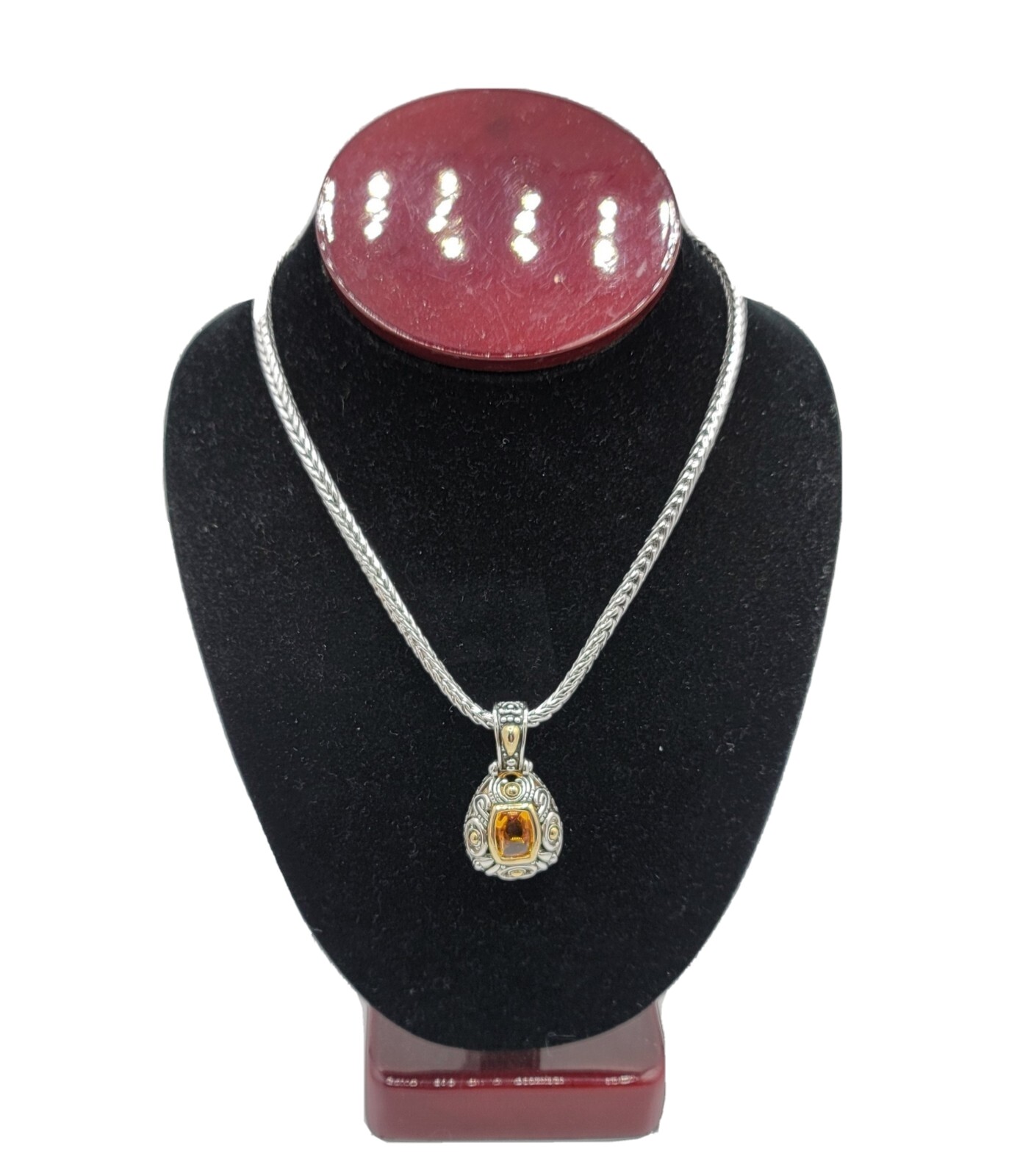 Vtg Choker Pendant Necklace Citrine Cubic Zirconia Medieval Fashion Jewelry