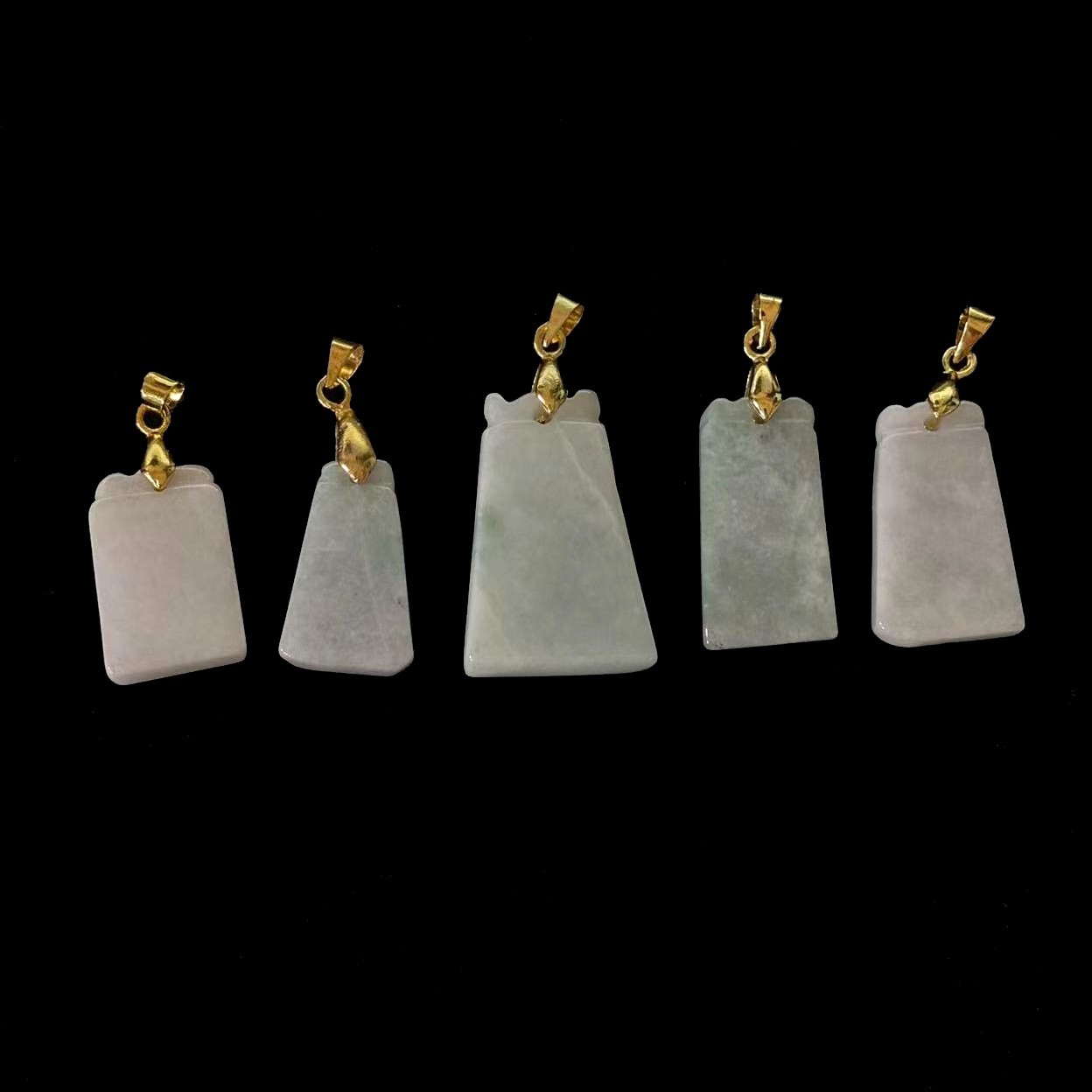 5 pcs Natural Jade Jadeit Pendants Amulet for Happiness Safety, Free 5 Necklaces