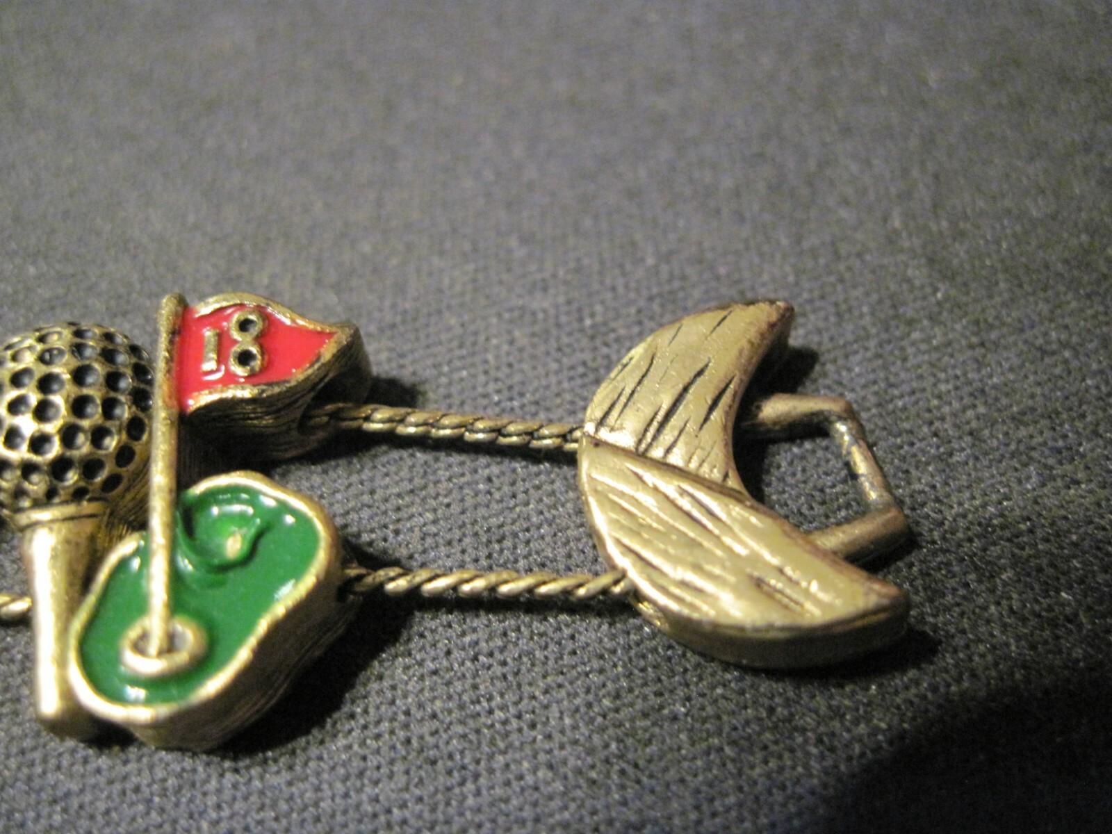 LADIES VINTAGE GOLF CHARM BRACELET -14 CHARMS – DOUBLE SLIDE 7 1/4 “