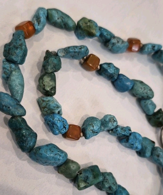 Vtg Handcrafted Turquoise Nugget & Natural Stone Toggle Closure Necklace
